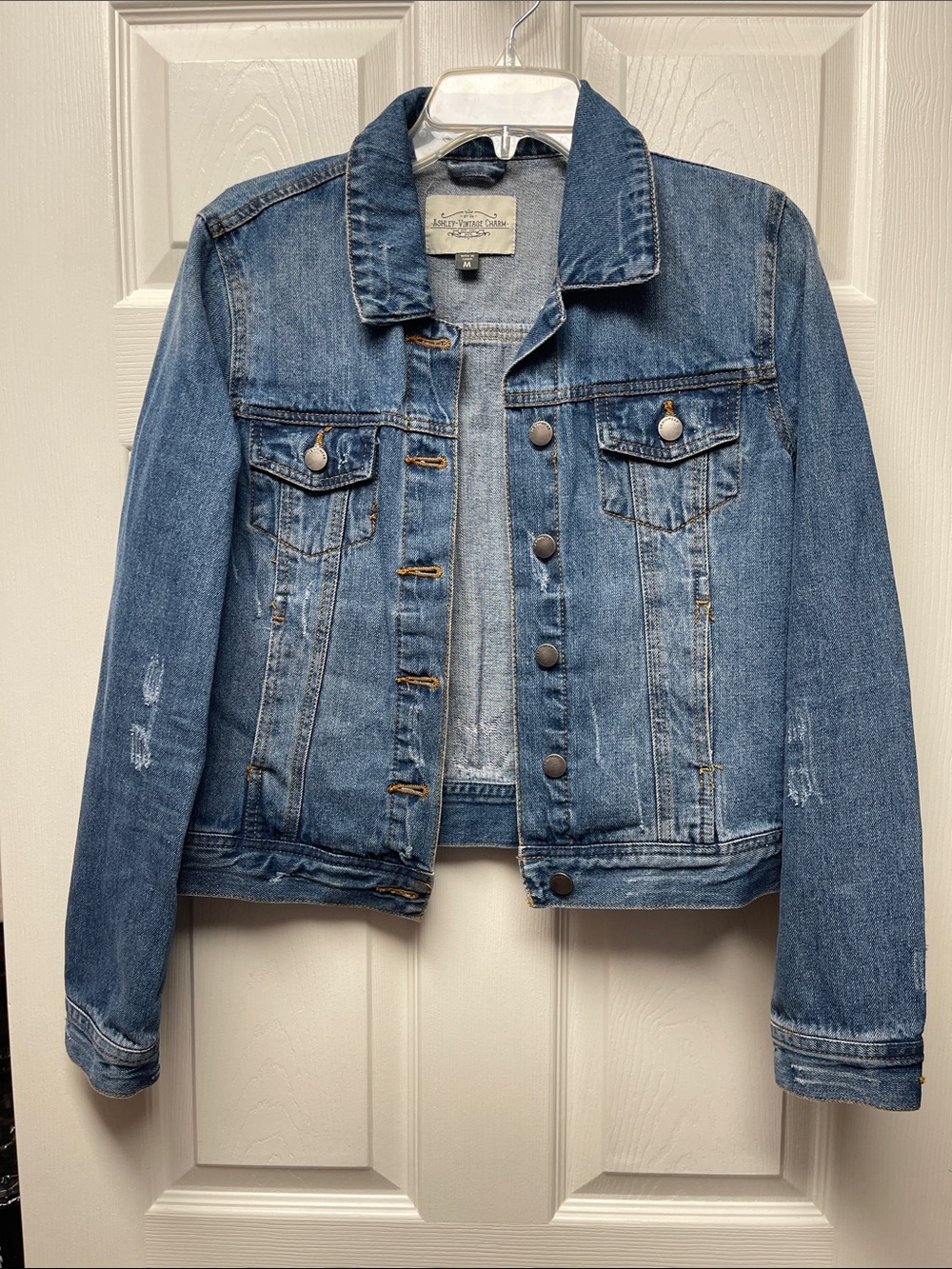 Women’s Distressed Denim Jacket - Blue